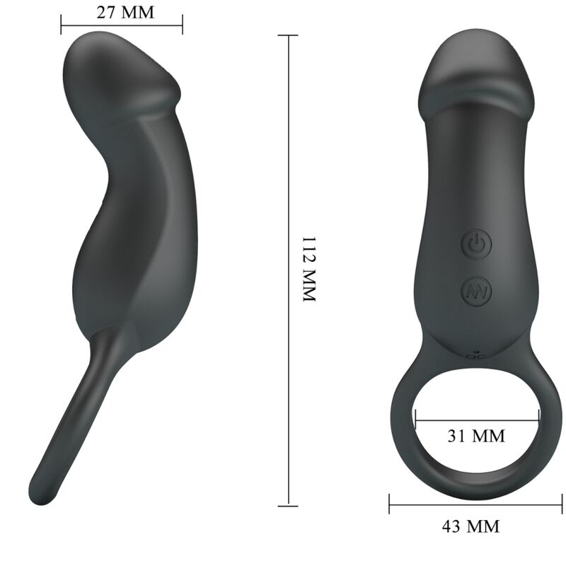 Anello anale e vibratore Warren nero di PRETTY LOVE BOTTOM, con design discreto e dettagli in silicone nero.