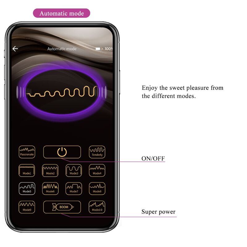 Uovo vibrante PRETTY LOVE Nymph con controllo tramite app, colore lilla, design elegante, ideale per piacere personale.