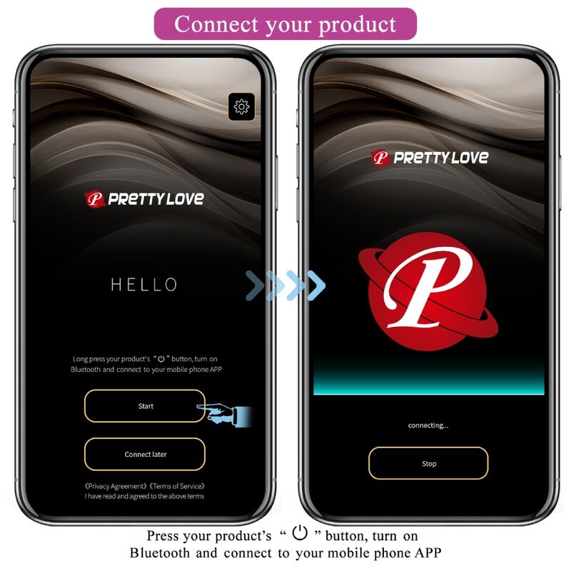 Uovo vibrante Pretty Love Nymph con controllo tramite app, colore lilla, design elegante e compatto, marca Pretty Love Bottom.