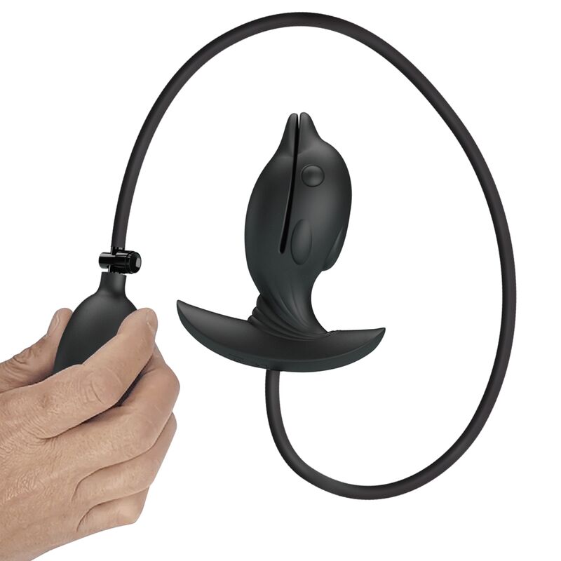 Plug anale delfino gonfiabile e ricaricabile di PRETTY LOVE BOTTOM, morbido e regolabile, ideale per stimolazione e piacere.