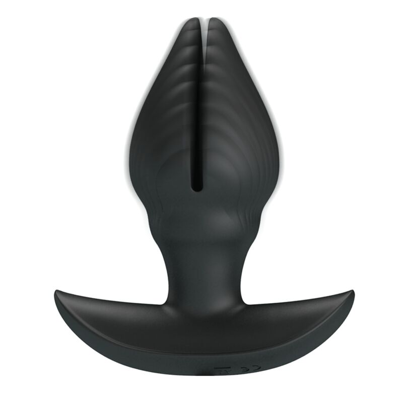 Plug anale gonfiabile e ricaricabile PRETTY LOVE BOTTOM, dispositivo in silicone nero con controllo remoto e funzione di gonfiaggio