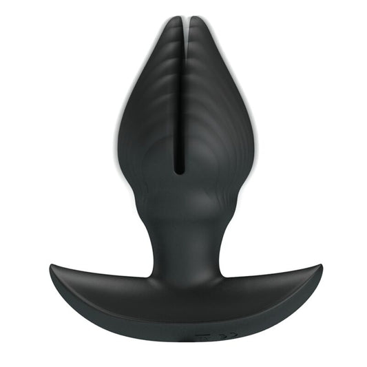 Plug anale gonfiabile e ricaricabile PRETTY LOVE BOTTOM, dispositivo in silicone nero con controllo remoto e funzione di gonfiaggio