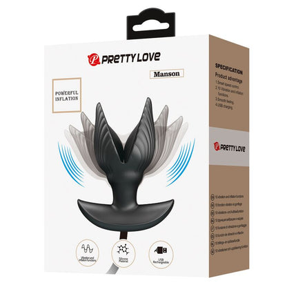 Plug anale gonfiabile e ricaricabile PRETTY LOVE BOTTOM, dispositivo di stimolazione intima con volume regolabile.