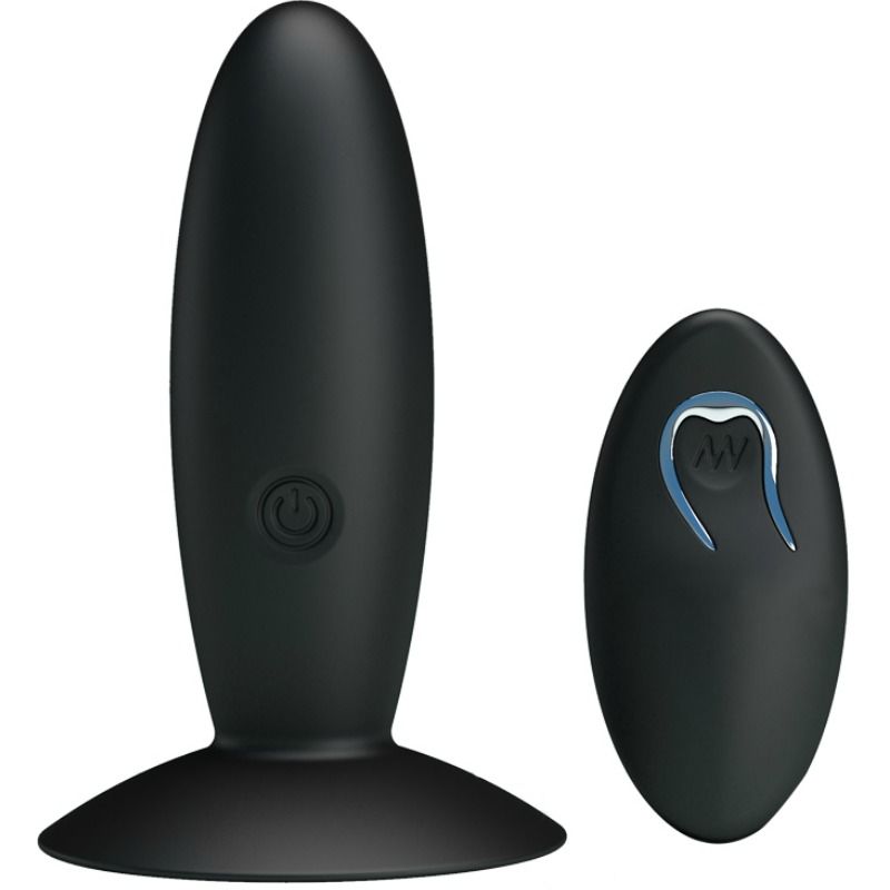 Plug anale ricaricabile Pretty Love Bottom con vibrazione e controllo, visibile in dettaglio nell'immagine.