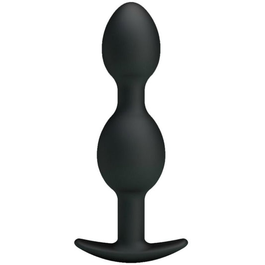 Sfere anali in silicone nero da 12,5 cm di PRETTY LOVE BOTTOM, morbide e di forma rotonda, per uso intimo e stimolazione.