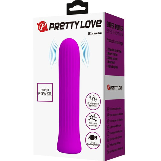 Stimolatore rosa Pretty Love Blanche, vibratore C-Type con design elegante e dettagli raffinati, in uso su superficie liscia.