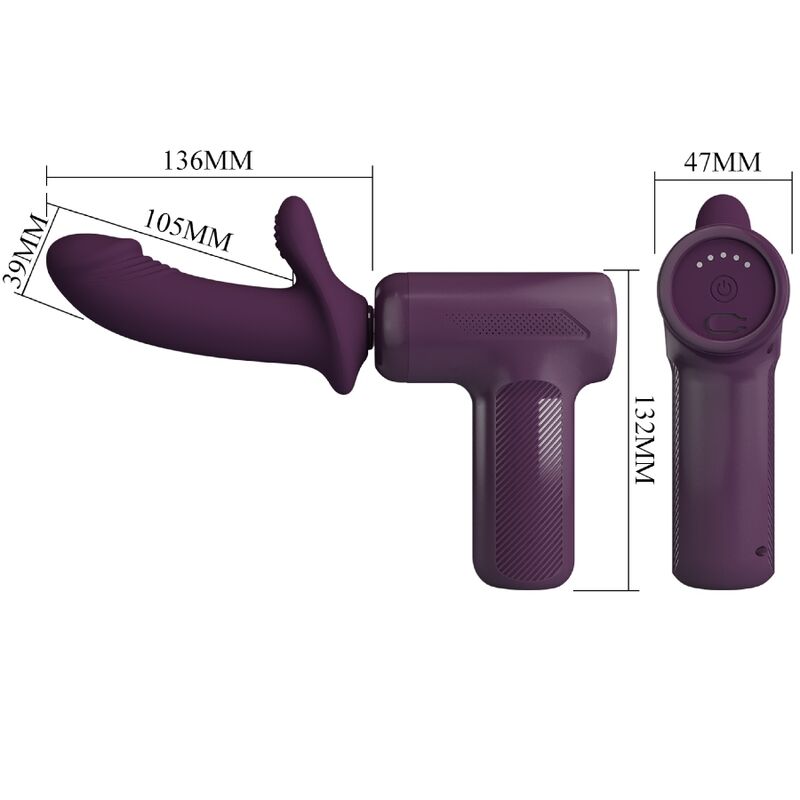 Massaggiatore PRETTY LOVE DJ SCHOLAR con 5 impostazioni, colore viola, design ergonomico e telecomando incluso.