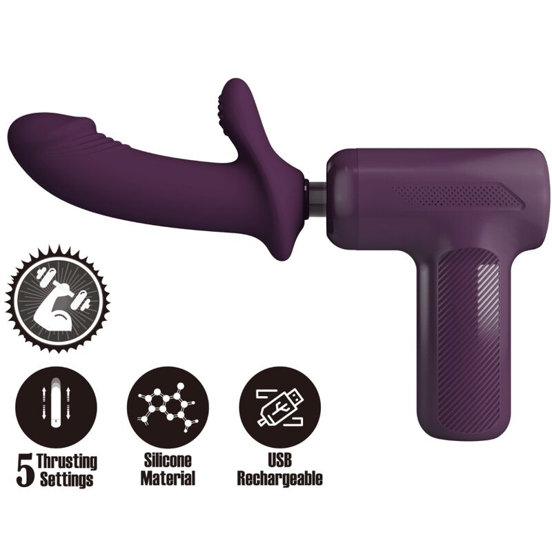 Massaggiatore Pretty Love DJ Scholar viola con 5 impostazioni, design ergonomico e controlli intuitivi.