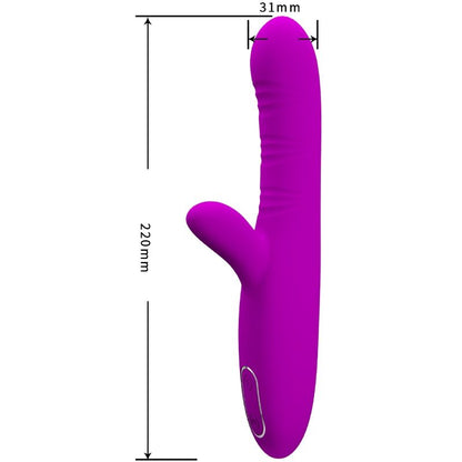 Vibratore multifunzione Pretty Love Angelique con stimolatore clitoride viola, design ergonomico e dettagli lisci.