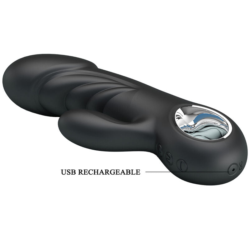 Vibratore GY Pretty Love Ansel con stimolatore punto clitorideo, design elegante e dettagli realistici.