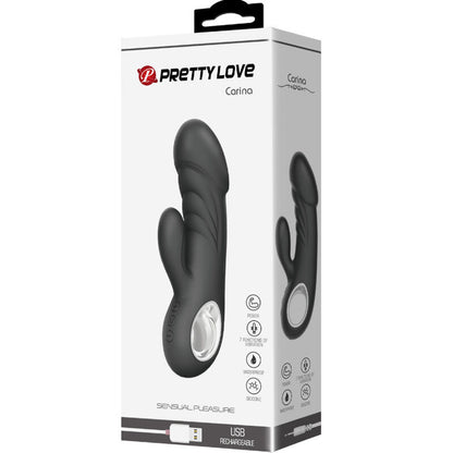 Vibratore G-spot PRETTY LOVE Ansel con stimolatore clitorideo, design ergonomico e dettagli in silicone rosa.