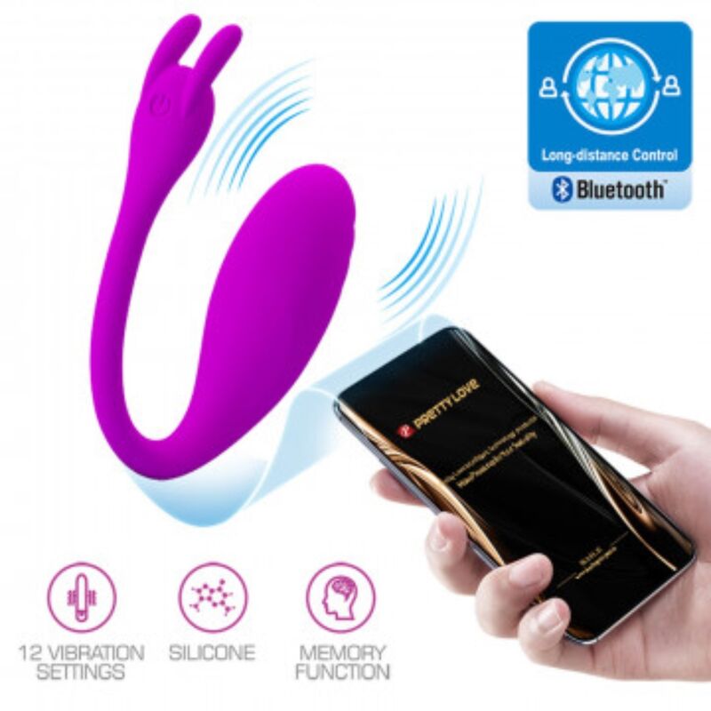 Massaggiatore Catalina lilla di Pretty Love, dispositivo portatile e wireless, ideale per massaggi rilassanti con app gratuita.