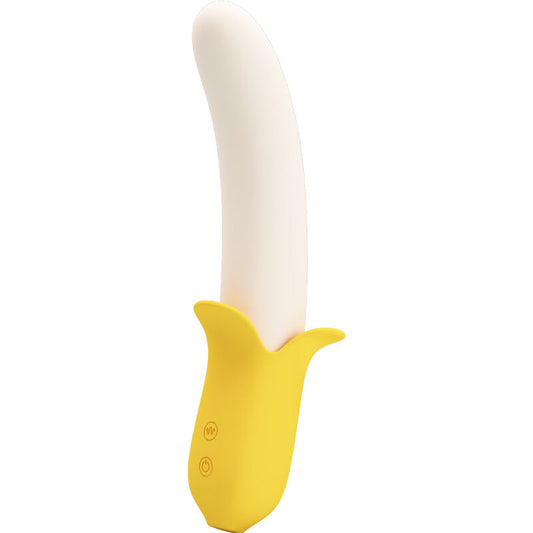 Stimolatore in silicone nero PRETTY LOVE Banana Geek Super Power con 7 vibrazioni su e giù, design ergonomico e dettagli realistici.