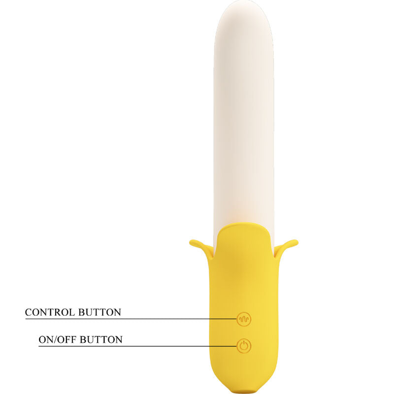 Stimolatore in silicone nero PRETTY LOVE Banana Geek Super Power con 7 vibrazioni su e giù, design ergonomico e funzionale.