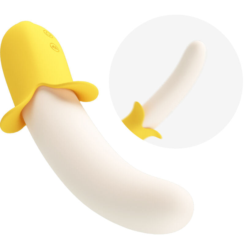 Vibratore in silicone nero PRETTY LOVE Banana Geek Super Power con 7 vibrazioni su e giù, design ergonomico e dettagli realistici