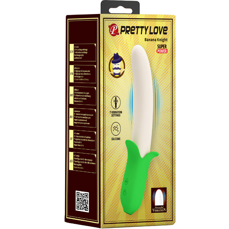 Vibratore in silicone PRETTY LOVE Banana Knight Super Power con 7 modalità di vibrazione, design ergonomico e dettagli realistici