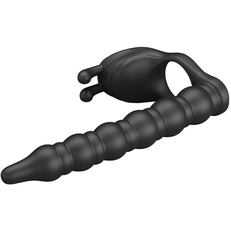 Anello per pene PRETTY LOVE Blackney con spina vibrante, in materiale nero, con dettagli di stimolazione e design ergonomico.