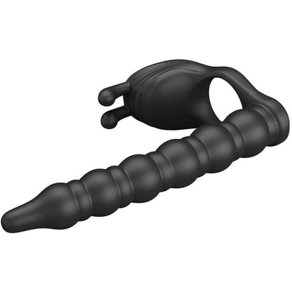 Anello per pene PRETTY LOVE Blackney con spina vibrante, in materiale nero, con dettagli di stimolazione e design ergonomico.