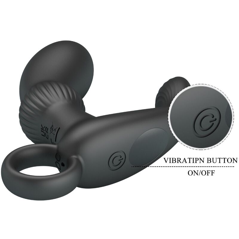 Vibratore anale nero Pretty Love Cayla con design ergonomico e morbido, ideale per massaggi e stimolazione.