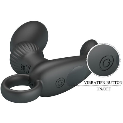 Vibratore anale nero Pretty Love Cayla con design ergonomico e morbido, ideale per massaggi e stimolazione.