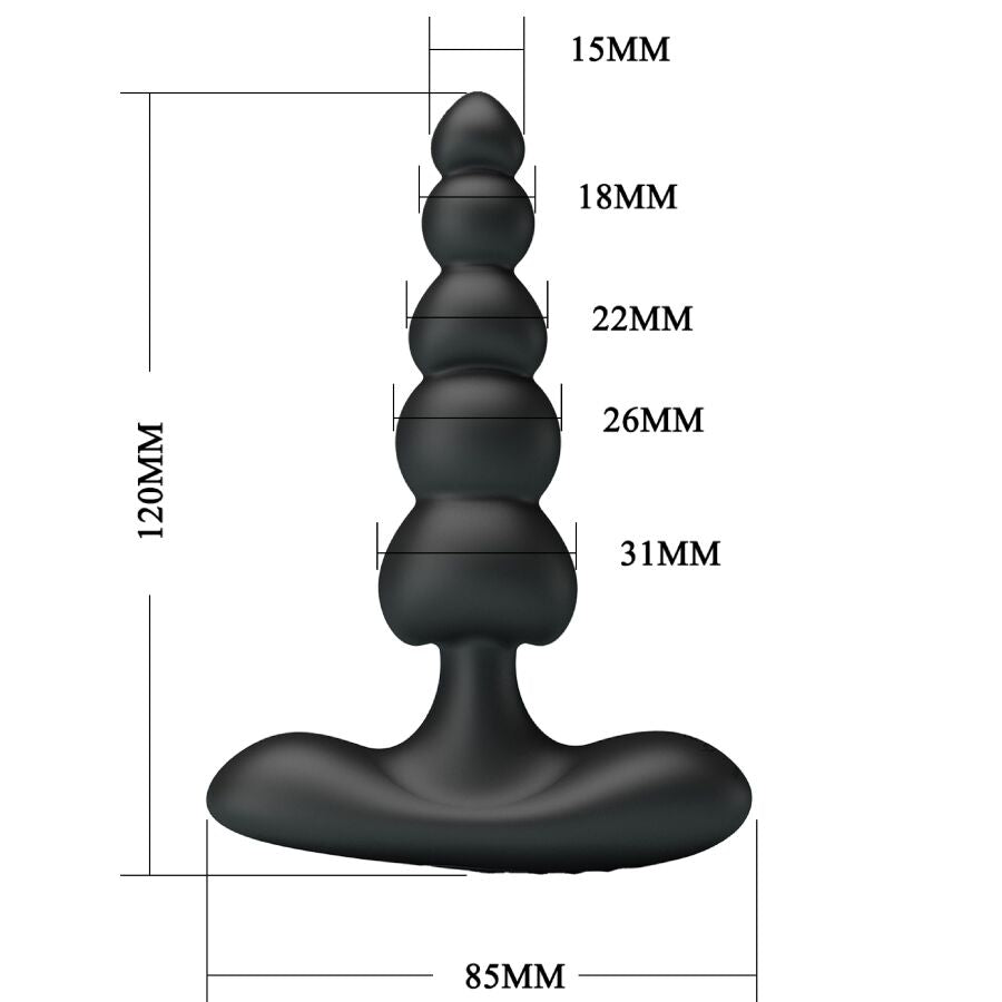 Vibratore anale nero PRETTY LOVE Corban con 10 vibrazioni, design elegante e superficie liscia e confortevole.
