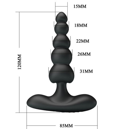 Vibratore anale nero PRETTY LOVE Corban con 10 vibrazioni, design elegante e superficie liscia e confortevole.