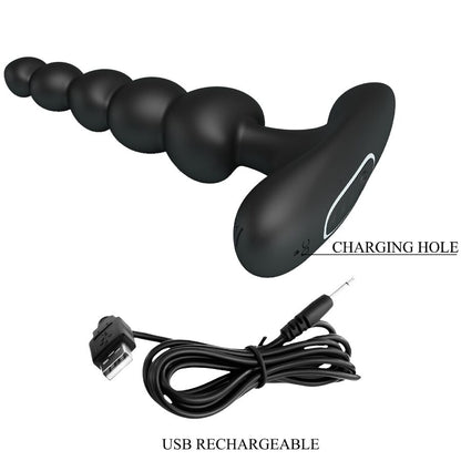 Vibratore anale PRETTY LOVE Corban nero con 10 modalità di vibrazione, design ergonomico e superficie liscia.