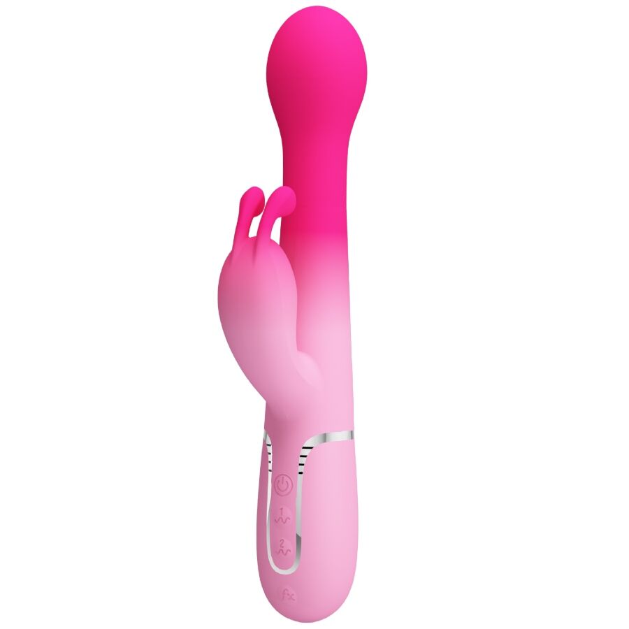 Vibratore a coniglio rosa PRETTY LOVE DEJON 3 in 1 con funzioni multiple, design elegante e stimolante.