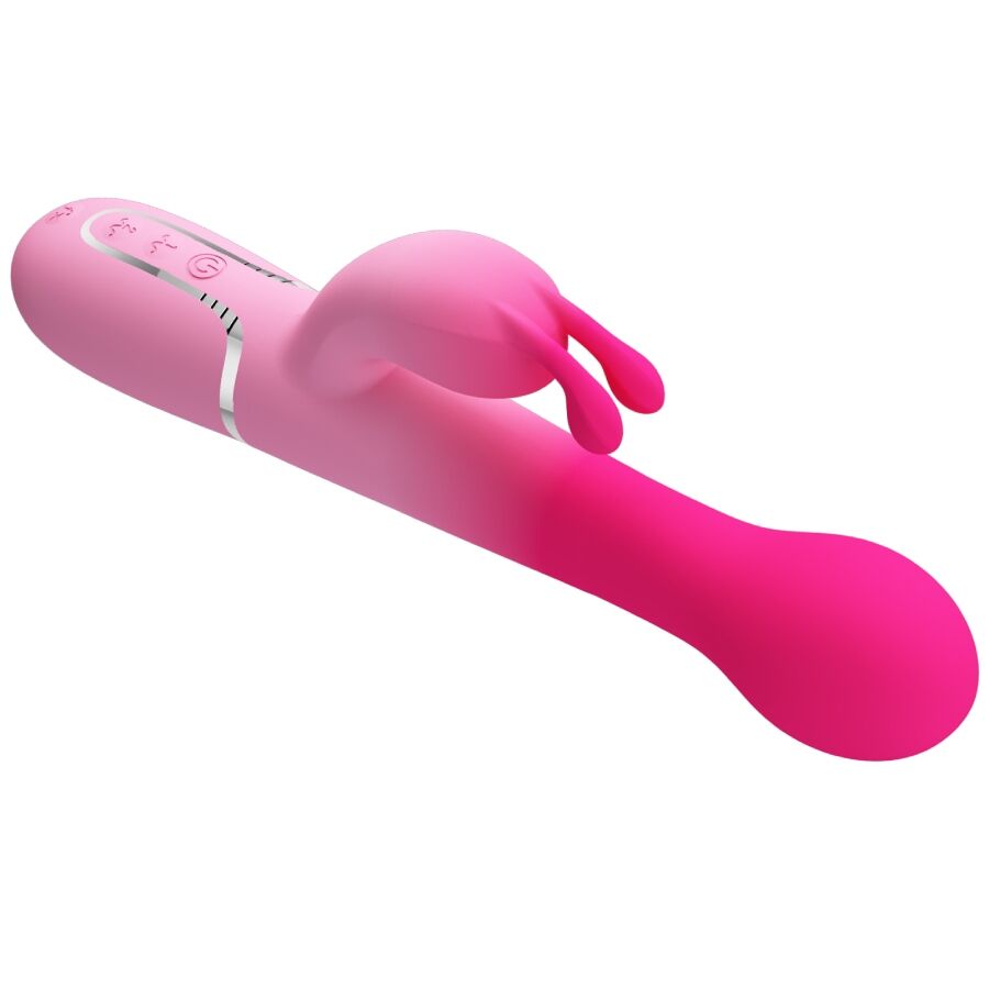 Vibratore coniglio rosa PRETTY LOVE DEJON 3 in 1, multifunzione, con design elegante e dettagli dettagliati.