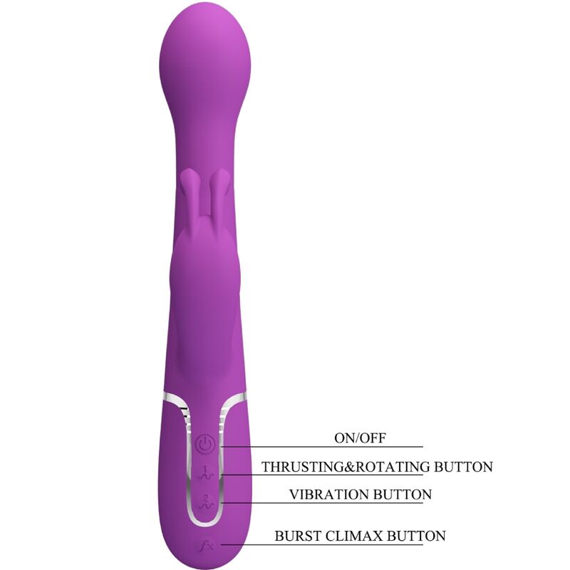 Vibratore coniglio viola PRETTY LOVE Dejon 3 in 1, dispositivo multifunzione per il piacere, visibile in primo piano