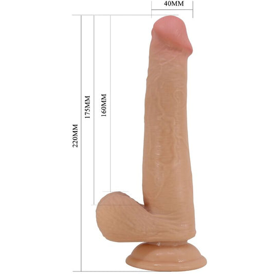 Dildo realistico alto 22 cm di colore carne della marca PRETTY LOVE, dettaglio e texture visibile in immagine