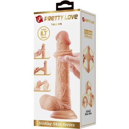 Dildo realistico alto 22 cm PRETTY LOVE in colore carne, dettagli realistici e superficie liscia, ideale per stimolazione.