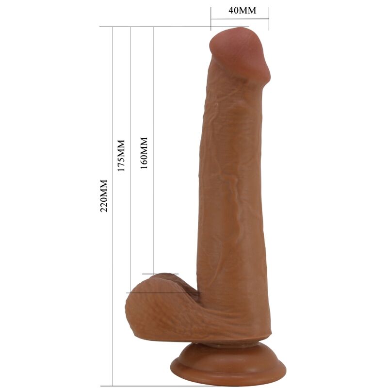 Dildo realistico alto 22 cm di colore marrone di PRETTY LOVE, con dettagli realistici e forma anatomica.