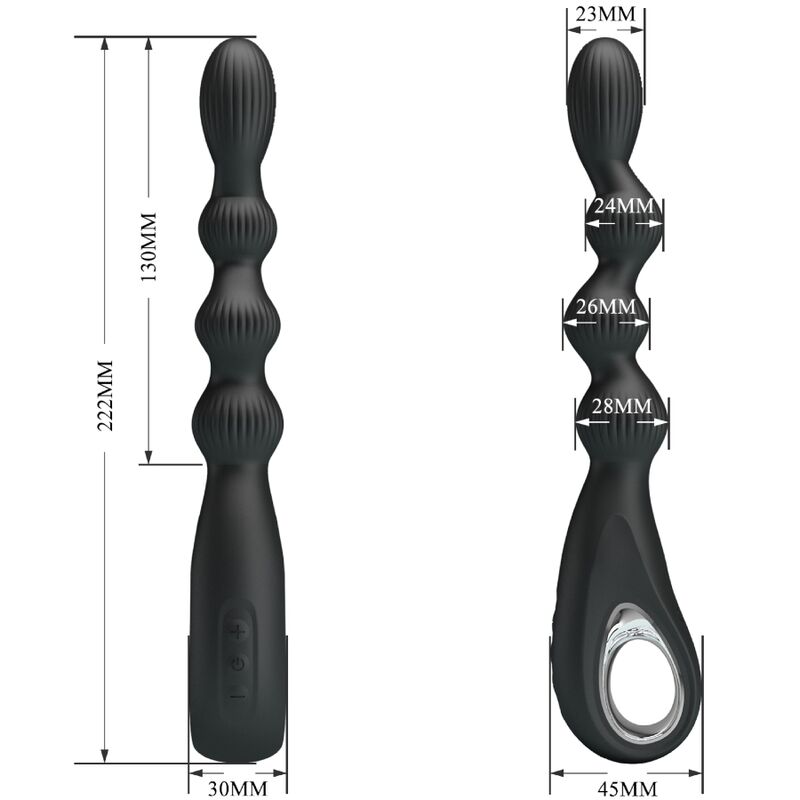 Vibratore anale nero PRETTY LOVE Federer con 12 modalità di vibrazione, design elegante e ergonomico.