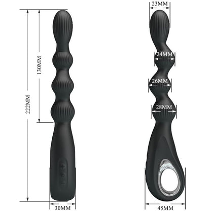 Vibratore anale nero PRETTY LOVE Federer con 12 modalità di vibrazione, design elegante e ergonomico.