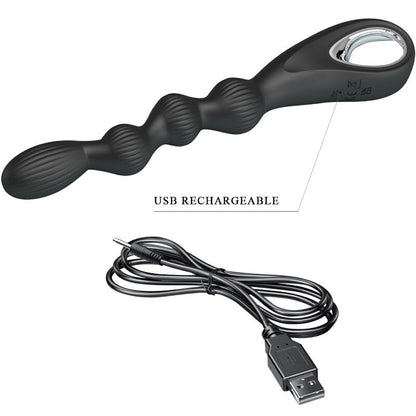 Vibratore anale nero PRETTY LOVE Federer con 12 funzioni di vibrazione, design ergonomico e dettagli eleganti.