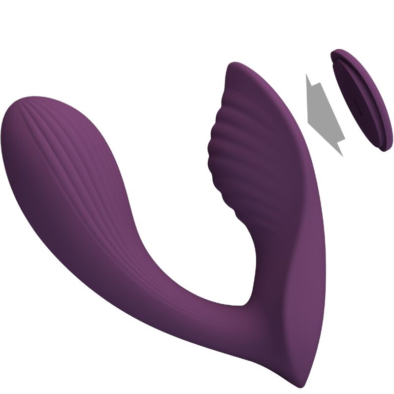 Massaggiatore e vibratore Pretty Love Franz di colore viola con controllo tramite app, mostrato in primo piano.