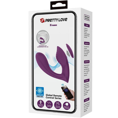Massaggiatore e vibratore Pretty Love Franz di colore viola con controller e applicazione gratuita, elegante design.