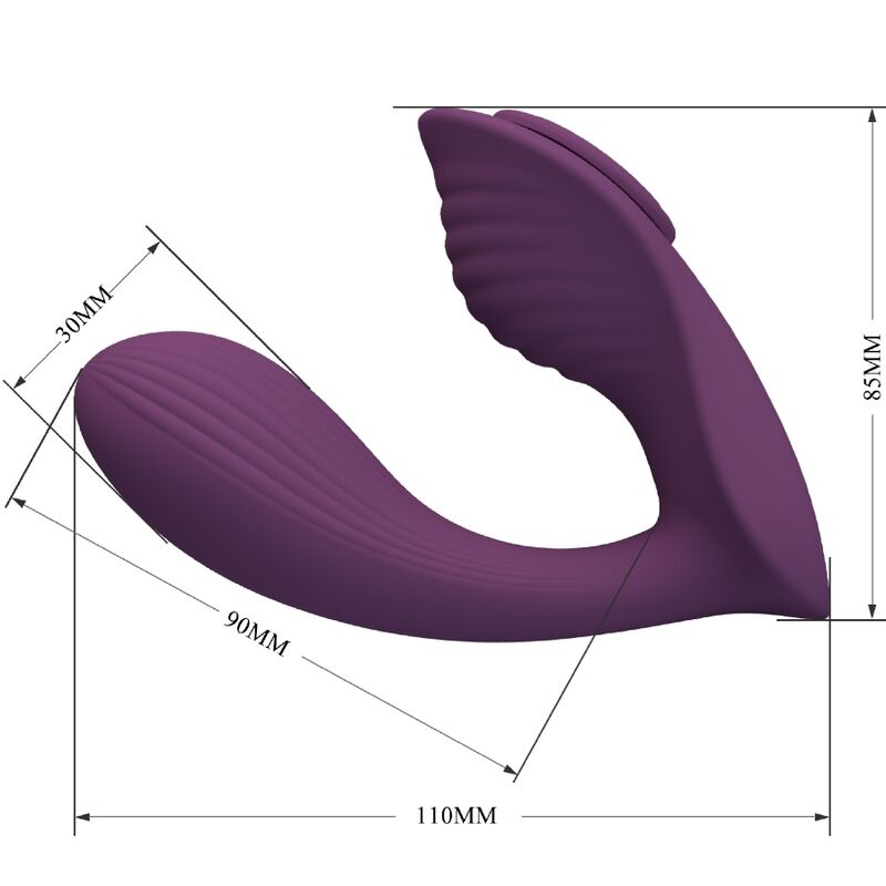 Massaggiatore e vibratore Pretty Love Franz di colore viola con telecomando e app gratuita, design elegante e funzionale.