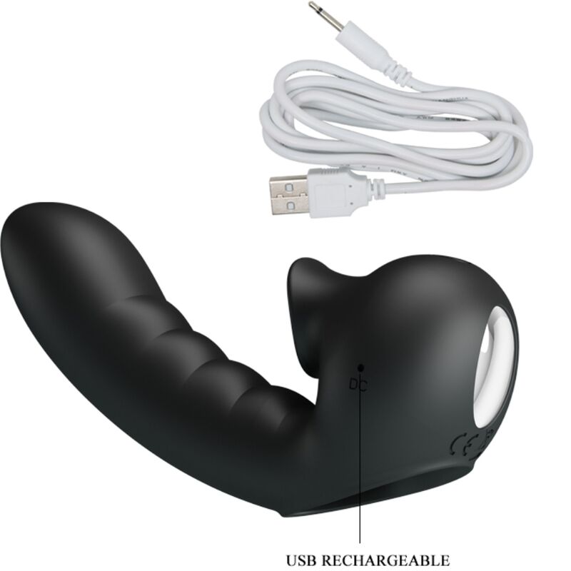 Custodia per dita vibrante Pretty Love Hobgoblin con 12 vibrazioni e stimolatore clitoride nero, design compatto e stimolante.