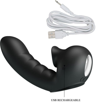 Custodia per dita vibrante Pretty Love Hobgoblin con 12 vibrazioni e stimolatore clitoride nero, design compatto e stimolante.