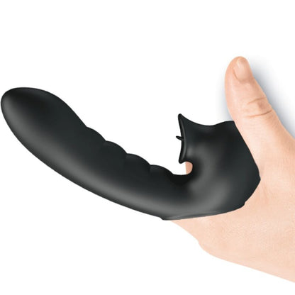 Custodia per dita vibrante PRETTY LOVE Hobgoblin con 12 vibrazioni e stimolatore clitoride nero, per stimolazione e piacere.