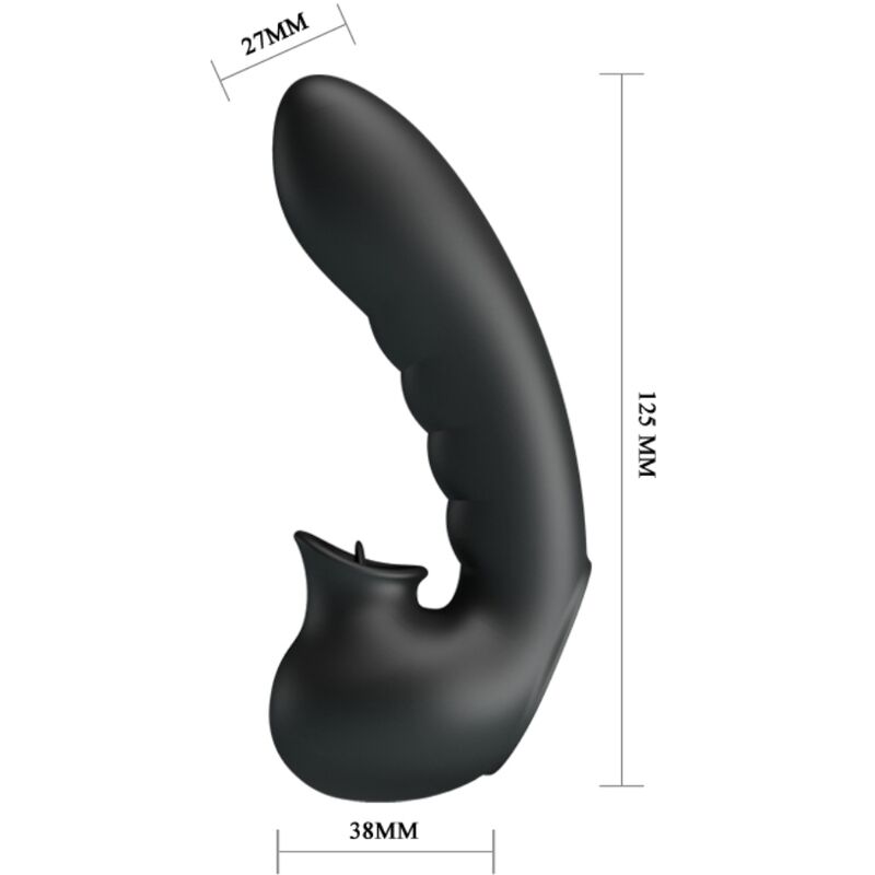 Custodia per dita vibrante Pretty Love Hobgoblin con 12 vibrazioni e stimolatore clitoride nero, con dettagli in silicone.