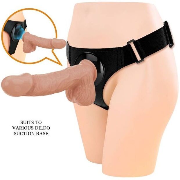 Imbragatura slip universale PRETTY LOVE con dildo naturale da 21,8 cm, design discreto e versatile per il piacere.