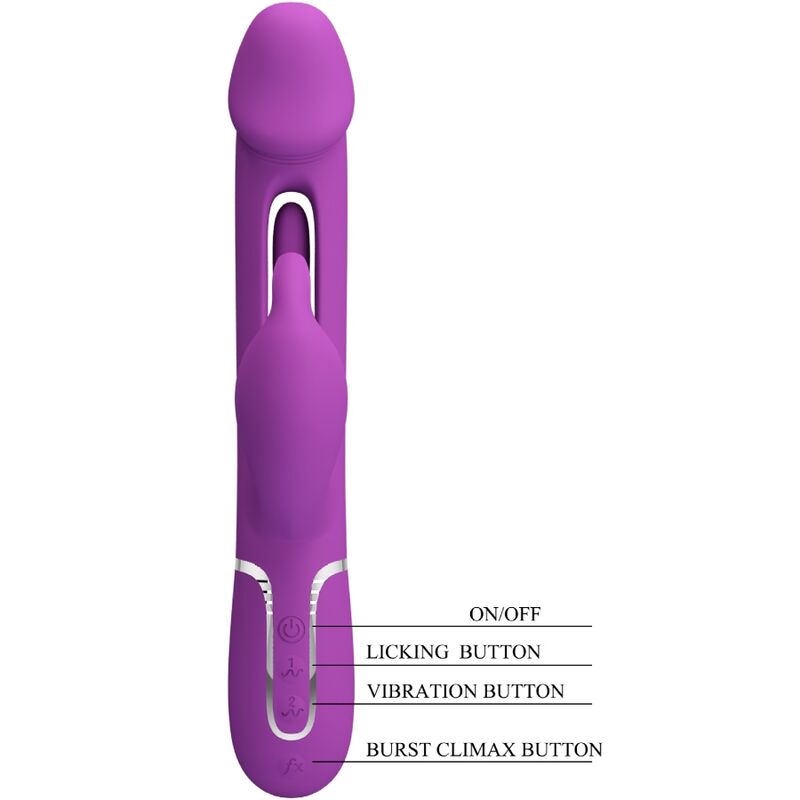 Vibratore coniglio viola PRETTY LOVE KAMPAS 3 in 1, multifunzione, con design ergonomico e stimolante per il piacere.