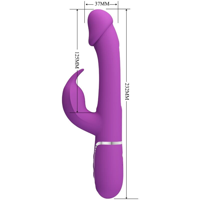 Vibratore coniglio viola PRETTY LOVE Kampas 3-in-1, multifunzione e design ergonomico per piacere e stimolazione.
