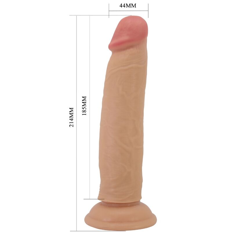 Dildo realistico PRETTY LOVE Keon da 21 cm colore carne, particolare dettaglio di texture e forma realistica.