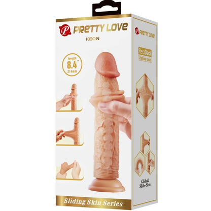 Dildo realistico PRETTY LOVE Keon di 21 cm colore carne, dettagli realistici e morbidi, ideale per uso personale.
