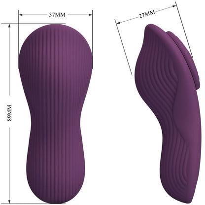 Massaggiatore clitoride Pretty Love Mane Lay On con 10 vibrazioni, telecomando, colore viola, design ergonomico e confortevole.
