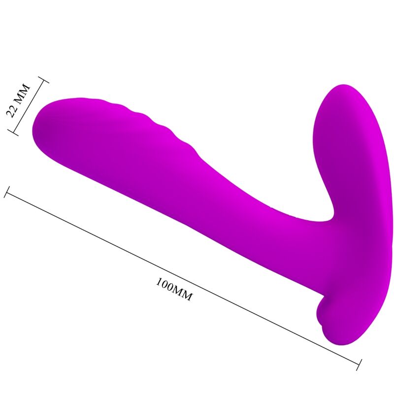 Massaggiatore e vibratore Pretty Love con 12 vibrazioni, telecomando, colore viola, design ergonomico e dettagli morbidi.